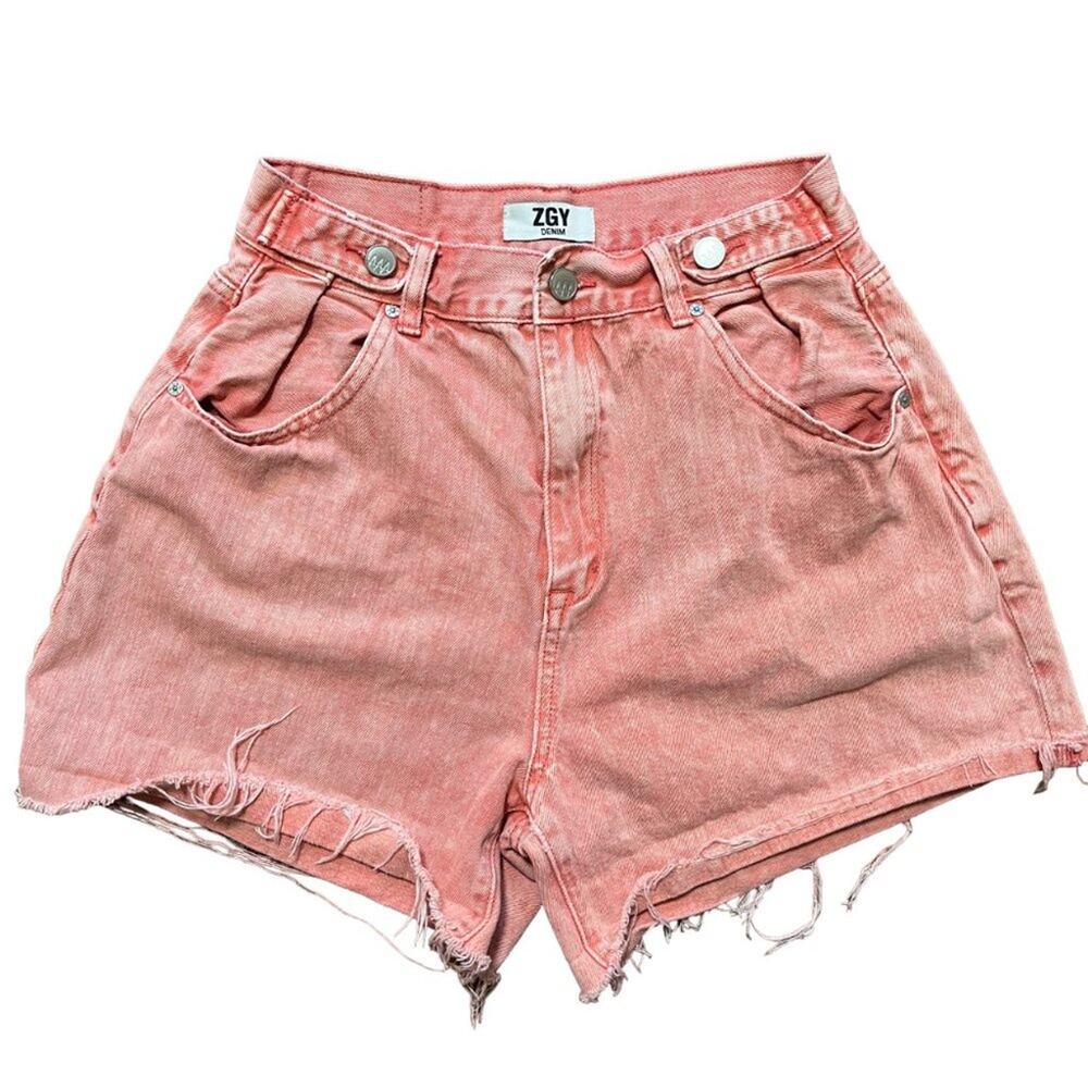 ZGY ZIGGY DENIM Super Hi Rise Loose  Cut Off Shorts in Vintage Red  SZ 26